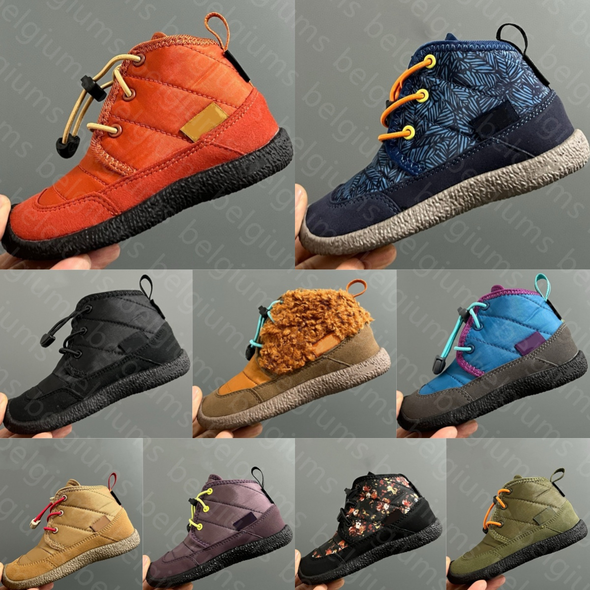 Kids Sneakers Mid Cut Boys Girls Casual Winter Shoes Designer Toddlers Children Outdoor Mountain Trainers Youth Black Brown Navy Beige Orange Pur-image-986959112
