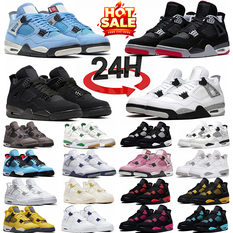 Designer Basketball Shoe 4 White Cement Black Cat University Blue White Thunder 4S Shoes Men Women Outdoors Sneakers High Top Basketball-image-931335880