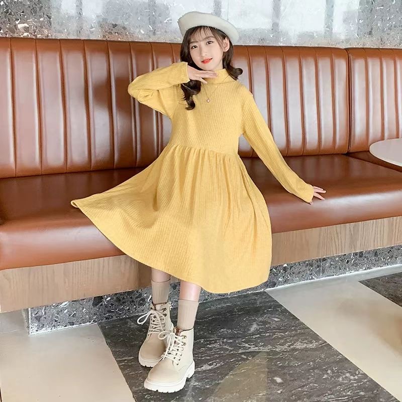 D620 Middle and Large Children&#039;s School Style Dress, Sweet, Slimming, and Elegant Two-Piece Set for Autumn and Winter-image-1083135669