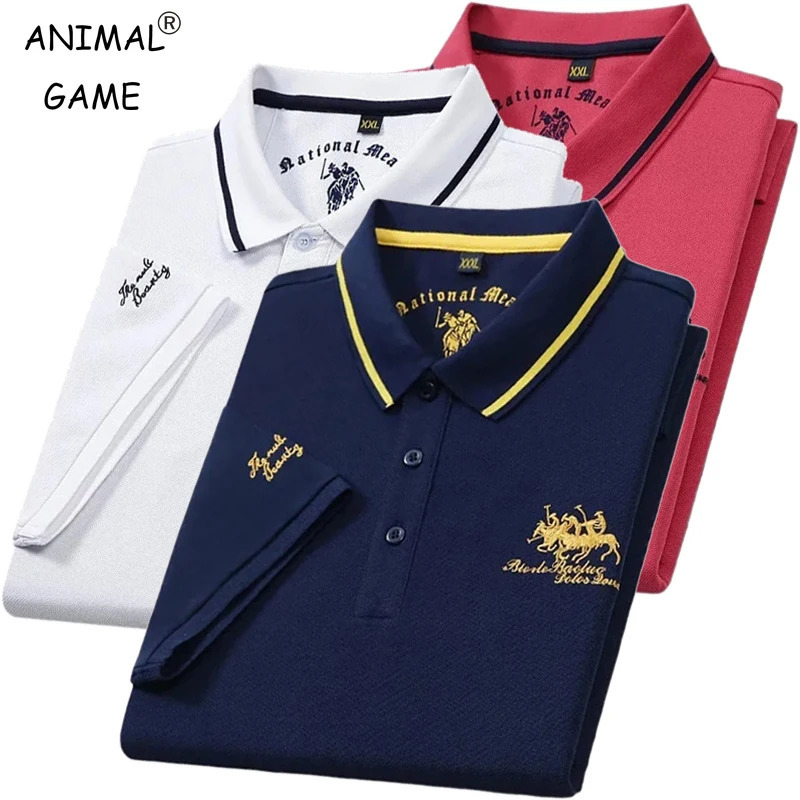Summer mens short sleeved embroidered polo shirt breathable lightweight ious top casual lapel Tshirt 250327