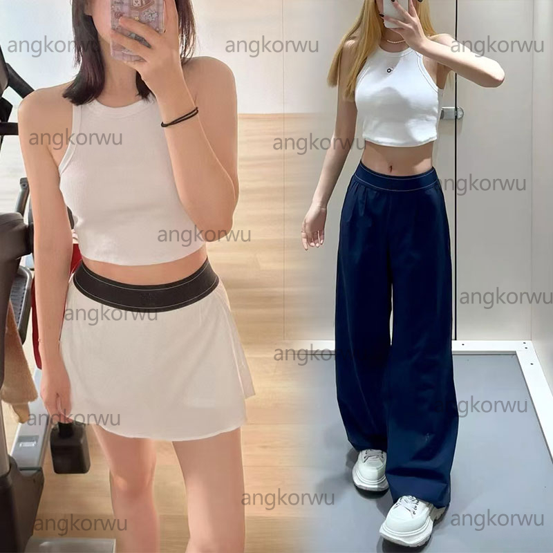 Ribbed Tank Top Yoga Bra Womens Sweat Cropped Sports Vest Knitted Casual Sleeveless Fitness Running SweatTops