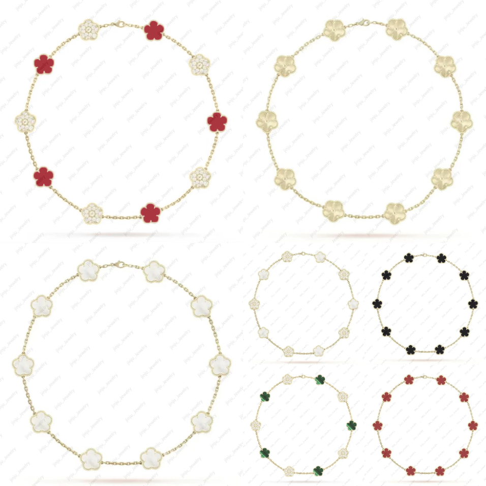 necklaces designer 15mm clover necklace jewlery designer for women Classic new trend style sculpture 10 motif diamond flower 18K gold necklace luxur