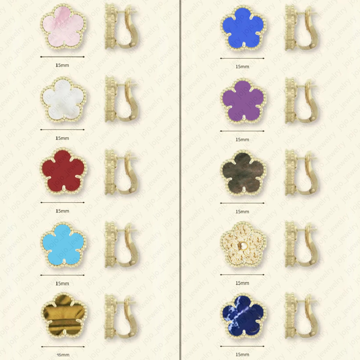 luxury earrings designer jewelry women clover earrings with 18K Gold red black green agate flower 925 Sterling Silver charm gifts earring big des-image-1083109239