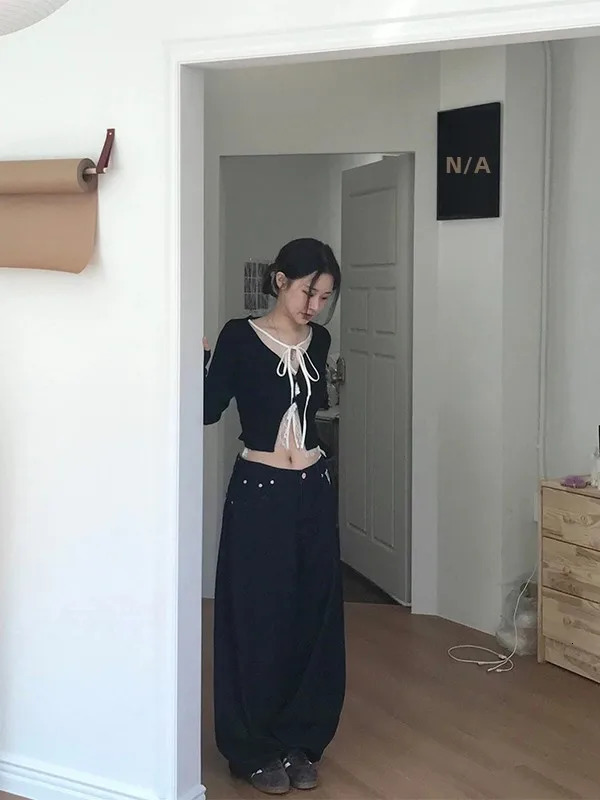 Slim Fit Long Sve V-Ne Knitted Lace Patchwork Open Cardigan ort Sle False Two-Piece Top for Women Spring Summer 251104BJ