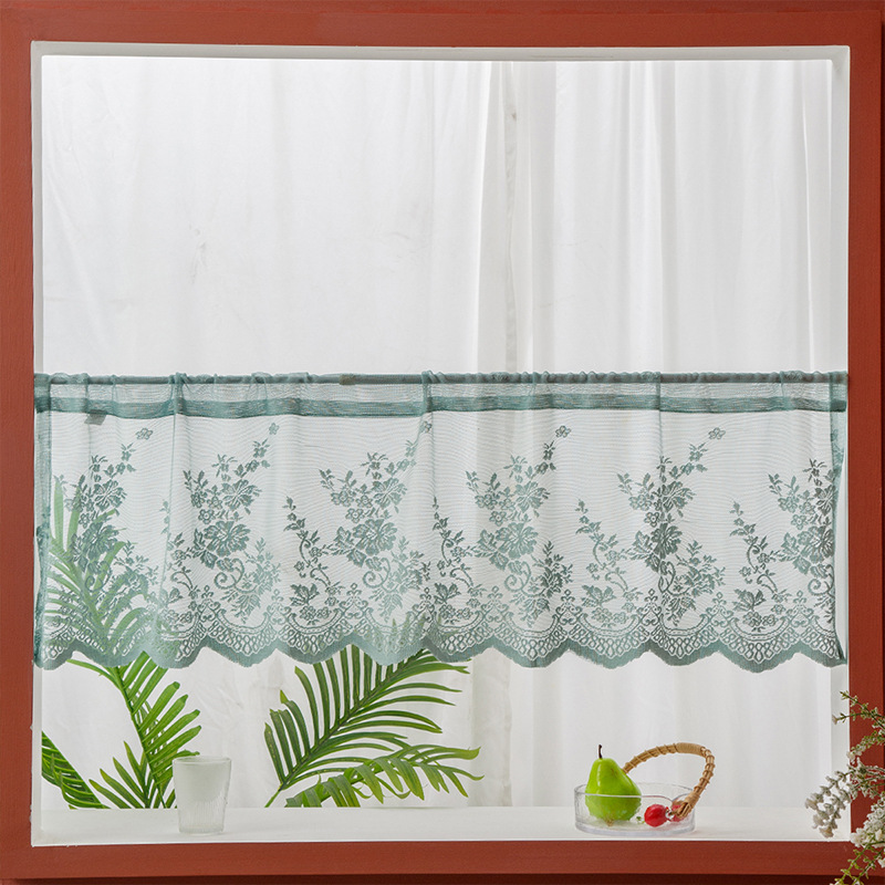 New style rod curtains, short curtains, no drilling required, wholesale sheer curtains, lace curtains, half curtains for bedroom bay windows. QMJ