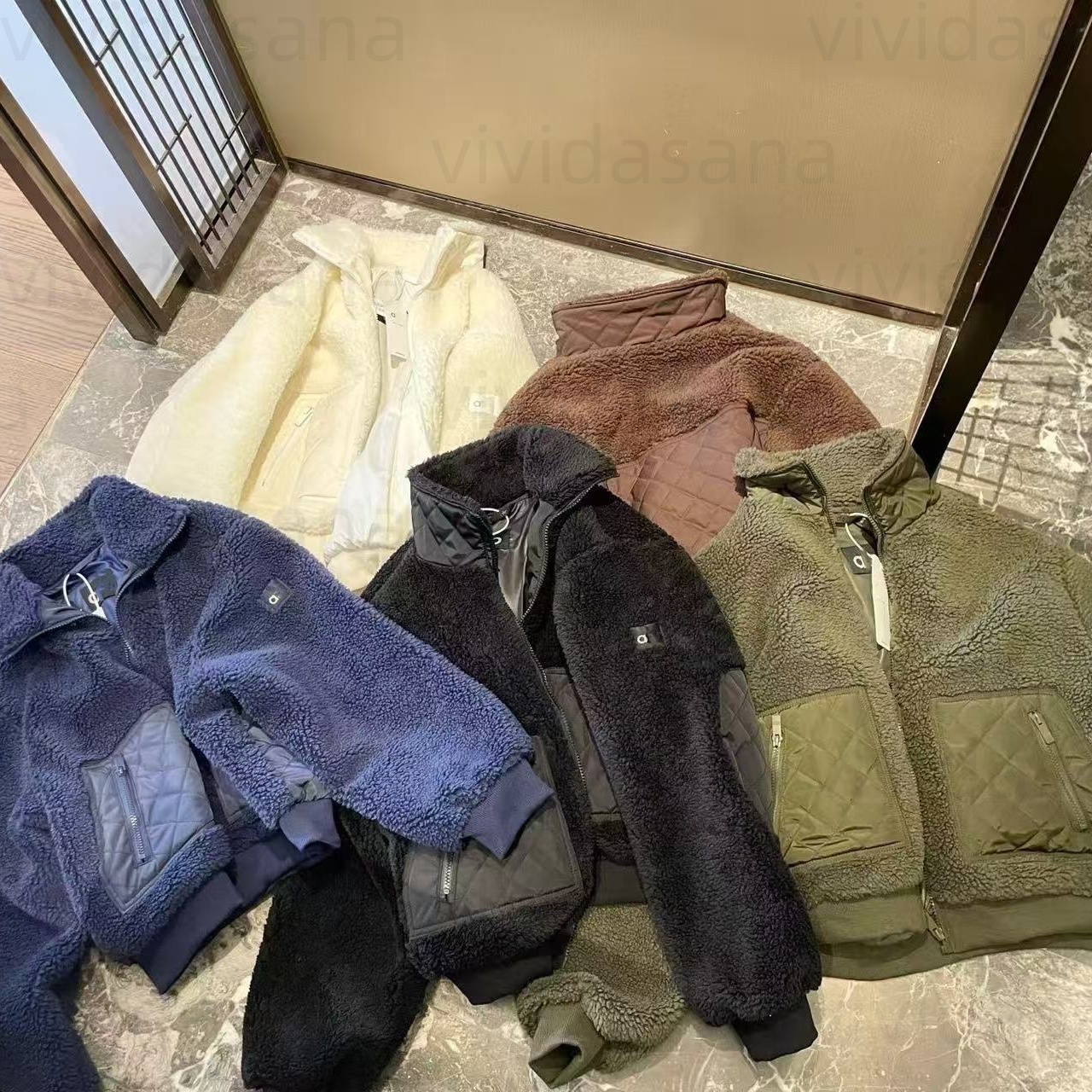 wool women clothes jacket designer patchwork puff winter jacket luxe fur1 zip up sweatshirt designer womens coat yoga hooded warm sportwear gym s