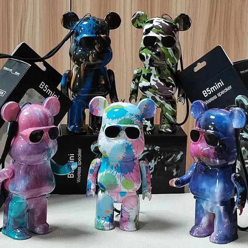 Portable Speaker B5 Mini Graffiti Bear Wireless Bluetooth Speaker 5.0 USB Brand Violence Painting Home Furnishing Stereo Desktop Portable Speaker-image-919189249