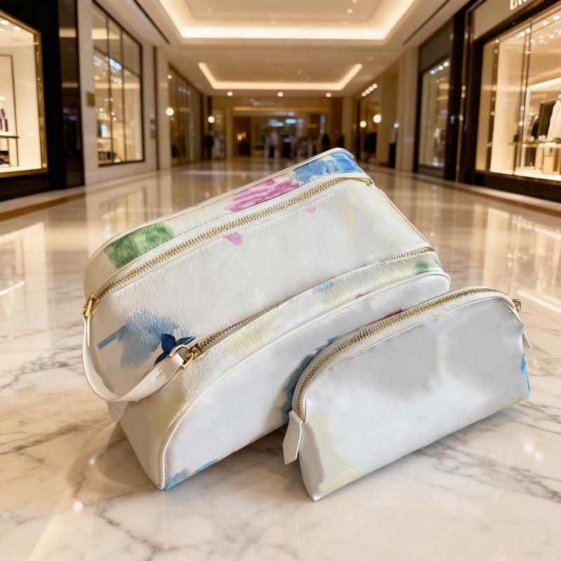 Woman Mens Makeup Bag Vanity Make Up Bag Embossed Print Cosmetic Bags Floral Toiletry Handbags Small Size