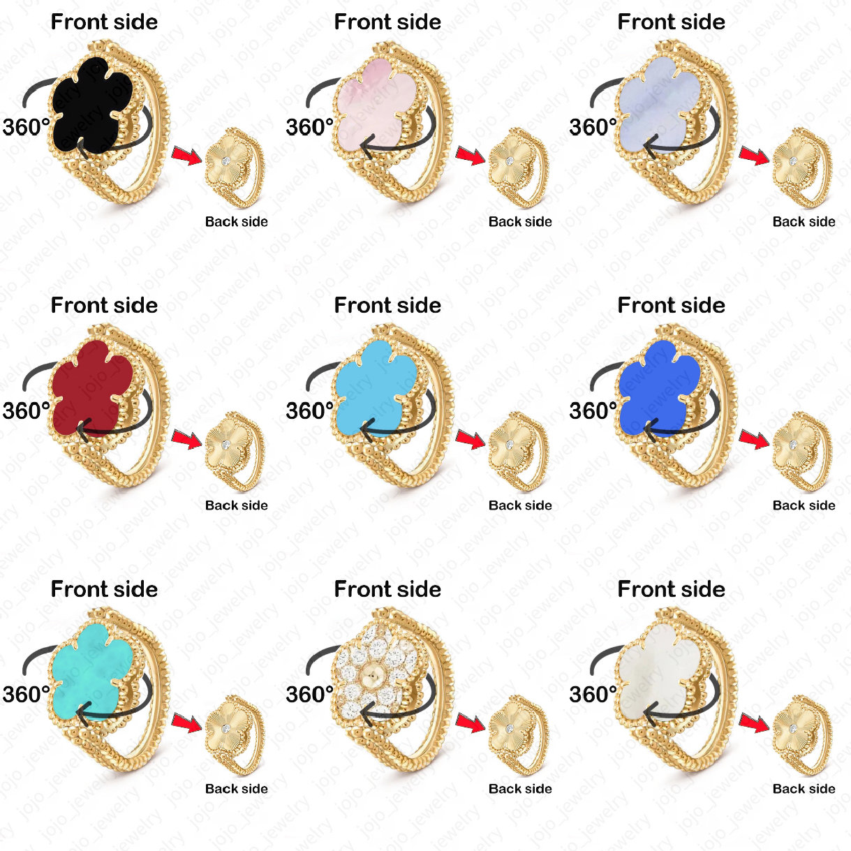 rotatable clover ring luxury designer jewelry wedding ring Bohemian double sided 15mm flower ring 925 sterling silver jewelry wed band gold woman-image-1083295138