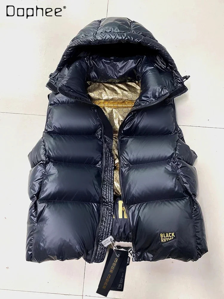 Highend Warn Goose Down Vests Jacket Outer 2023 Winter Mans and Womens Thickened Sleeveless Hooded Short Vest Coat 251105
