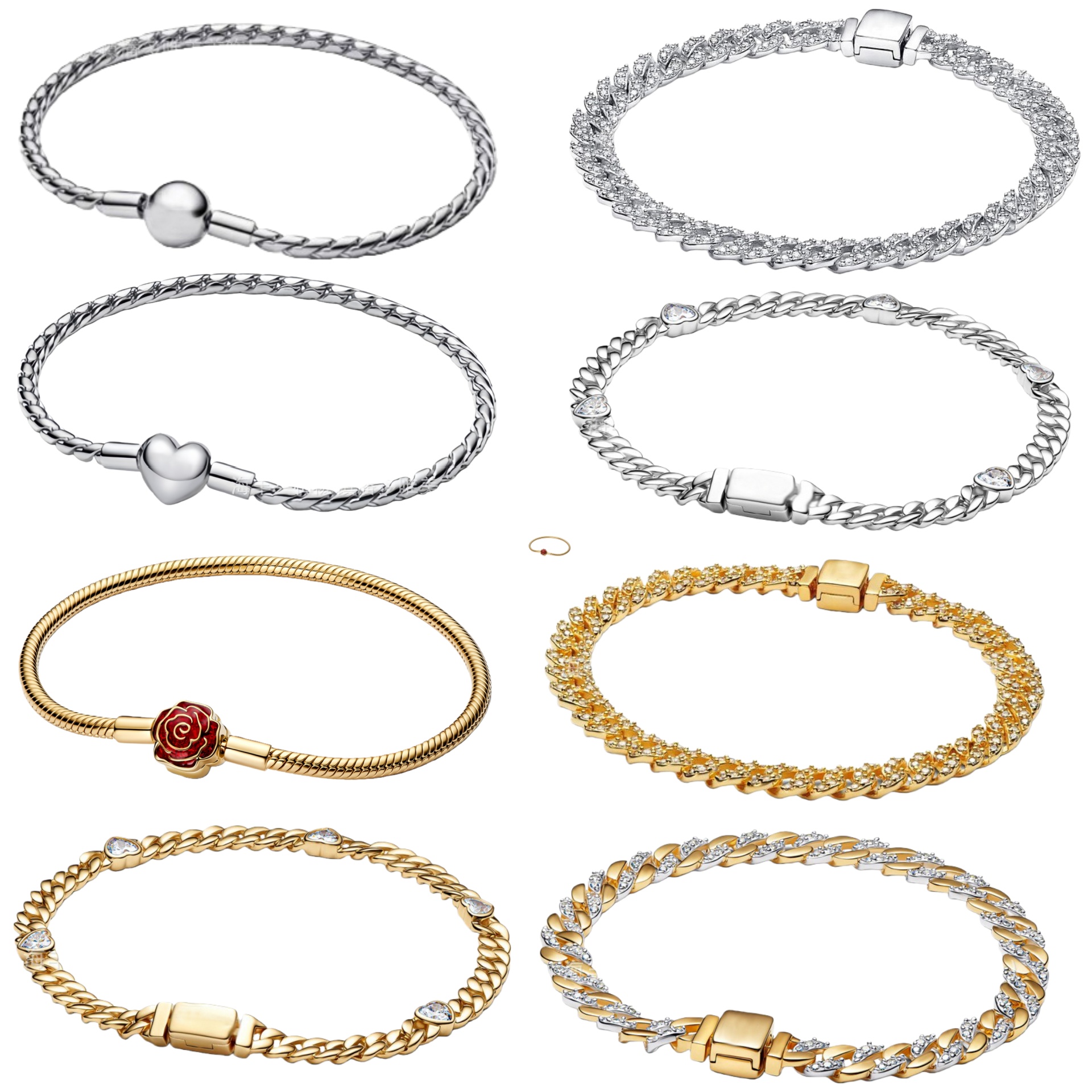 NEW Designer bracelets with box Cuban Chain Bracelet for women Beauty and the Beasts Enchanted Rose Snake Chain Bracelet 925 silver bracelets Luxury