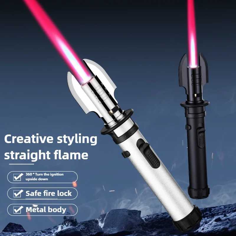 Powerf Windproof Torch Lighter Butane Gas Iatable Lighters Red Flame for Outdoor BBQ Kitchen Cooking Welding Y251104-image-1083201838