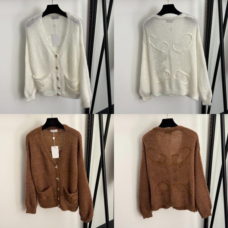Designer V Cou Cardigan Chandails Femmes Élégant Vintage Manches Longues Cardigans En Tricot De Luxe Printemps Automne Dîner D'anniversaire Trico
