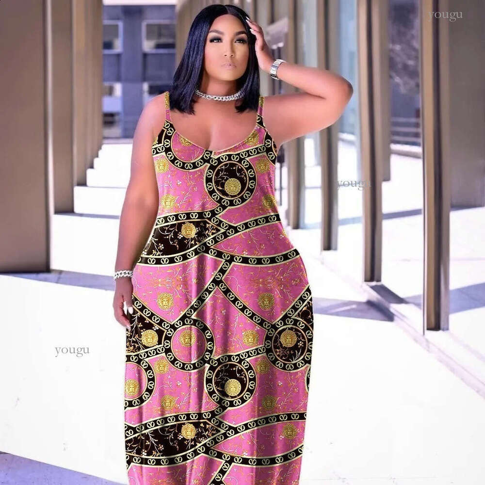 Plus Size Summer Dress: Women's Sleeveless Maxi Dress with Lapel Collar and Casual Map Print - Lightweight for Daily Use