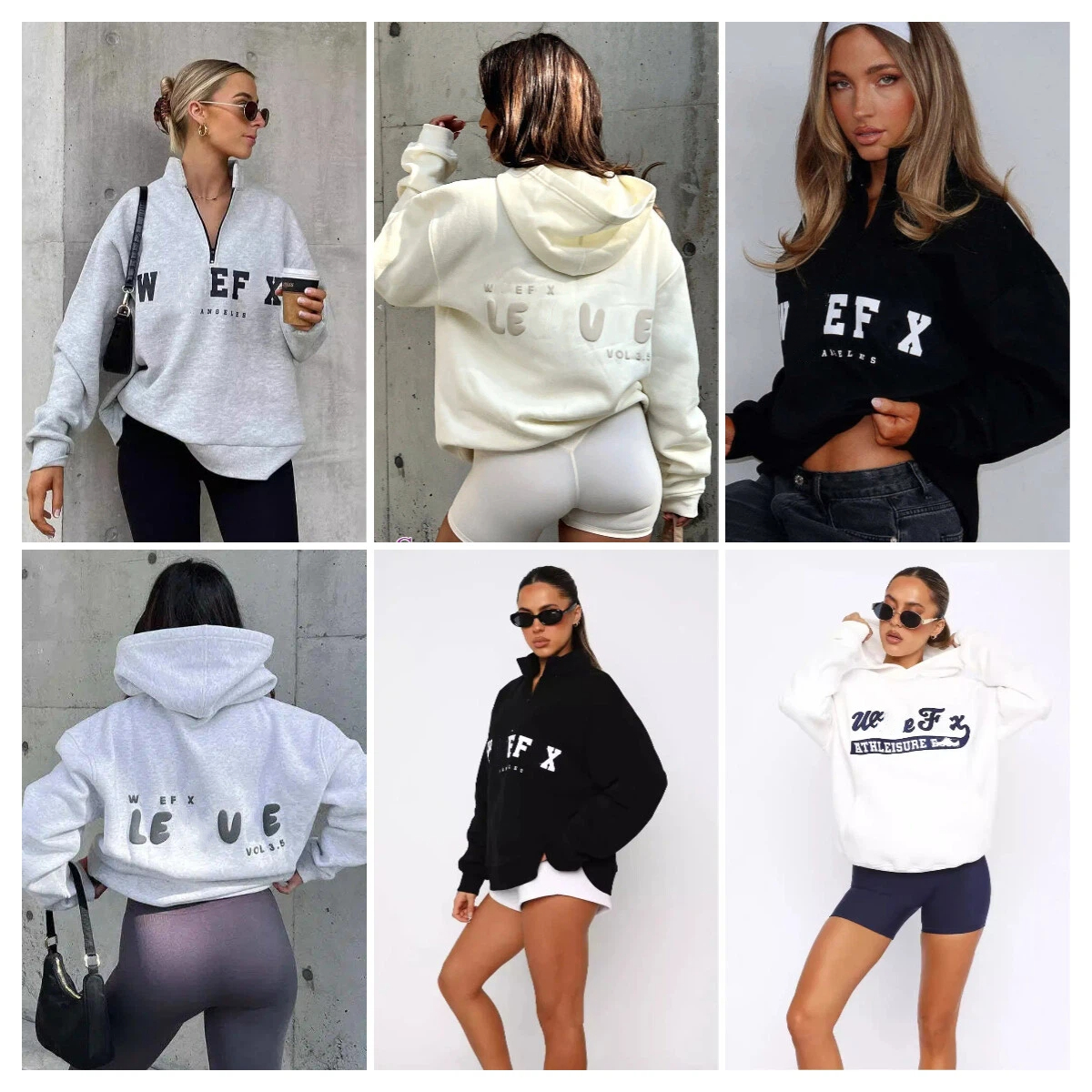 Women Designer Hoodies Trendy American High Street Loose Letter Printing Casual Sweatshirt Cotton Half Height Zipper Comfort Pullover-image-957545015