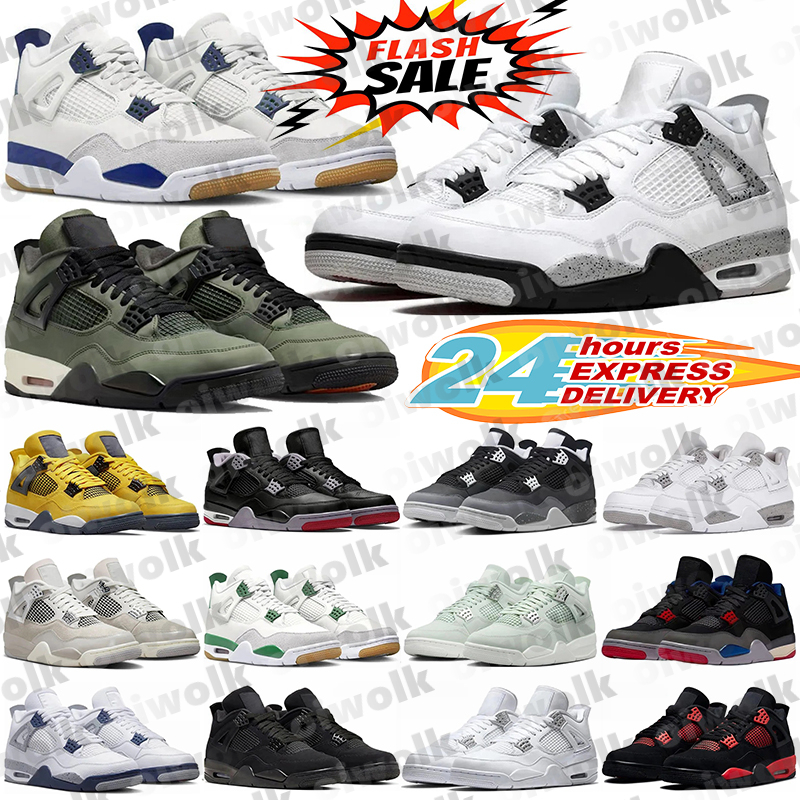 Designer basketball shoes men women black cat bred wet cement white red thunder navy bred 4 sports trainers sneakers big size 36-47-image-960680983