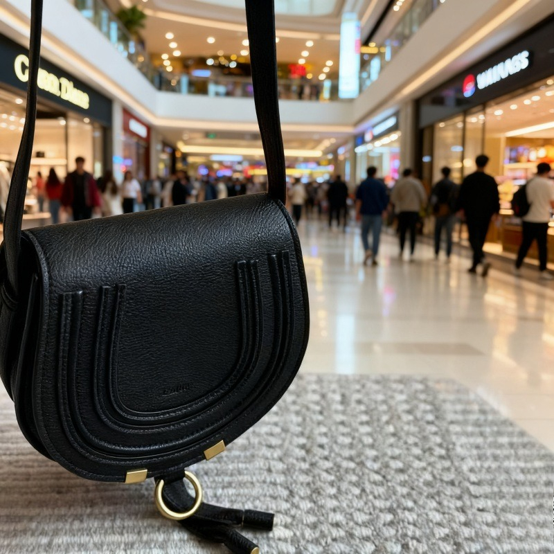 Sac de maquillage de selle au design rétro classique avec pompon incurvé, couleur unie, texture de grain, sac à bandoulière simple pour les dépla