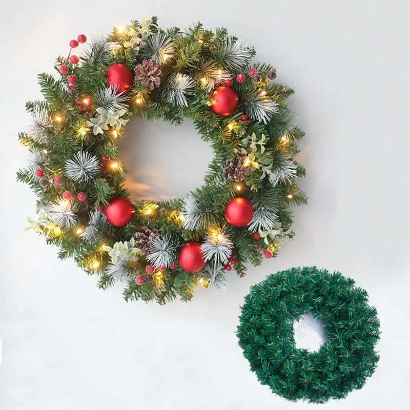 20/30/40/50cm Christmas Wreath With LED Fairy Light Door Hanging Garland Pine for He Decorations New Year Party Supplies H251106-image-1083454321