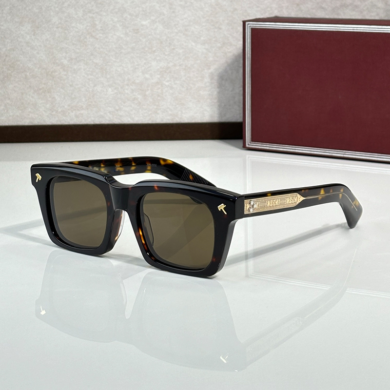 Designer Sunglasses Men JMMS Quentin Handcraft Shades Luxury Brand Black Acetate Green Lenses Sunnies Trendy Street Shooting Vintage Leisure Vacatio