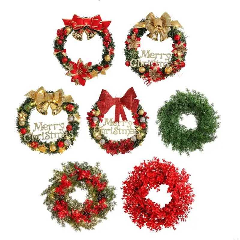 594C Christmas Wreath Artificial Holiday Wreath Hanging Decoration for Front Door Mantels Wall Christmas Holiday Celebration H251106-image-1083453953