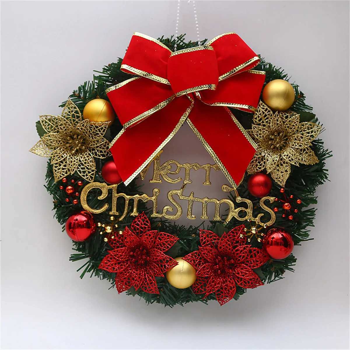 New Christmas decoration wreath simation rattan Christmas wreath door hanging window decoration props Christmas decorations H251106-image-1083452186