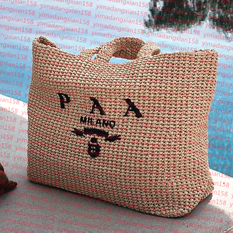 Luxury triangle handbags designer tote bags for womens Straw weave Raffias top handle beach bag shopper weekender clutch bags mens fashion Crossbody