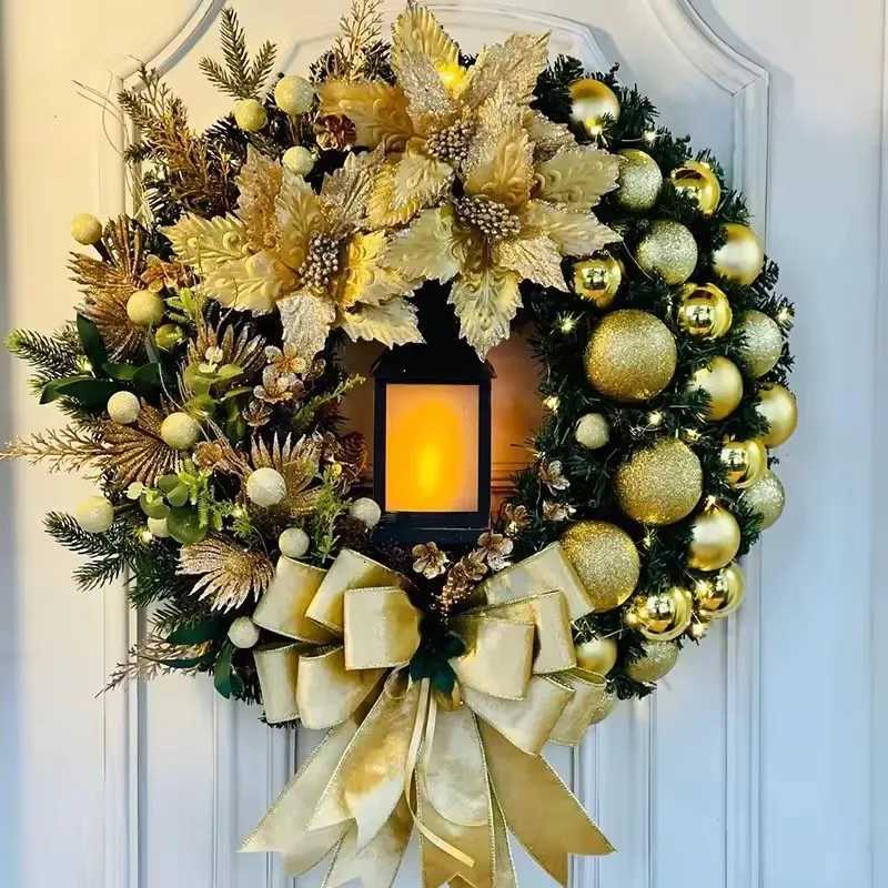 Christmas Wreath for Front Door Red Gold Window Wall Door Decorations 2024 Christmas Garland Ornament Guirnalda Navidad H251106-image-1083453441
