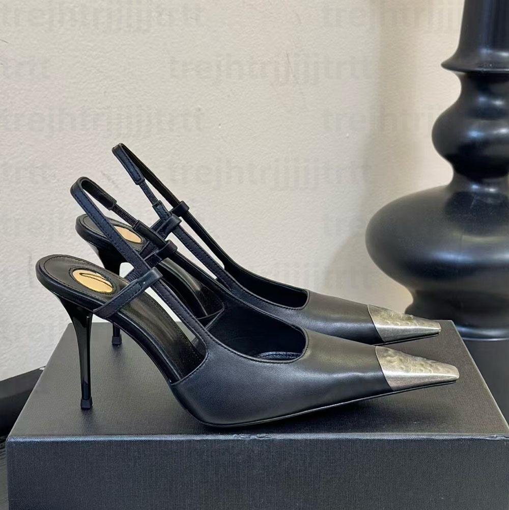 Luxury Patent leather Slingback Stiletto Heel sandals Fashion Designer High heeled Dress Shoes Women&#039;s party Evening shoes Factory footwear-image-921176167