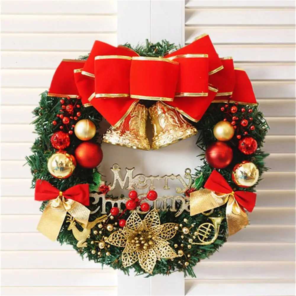 30cm Christmas Flower Wreath Decoration Simation Door Hanging Mall Scene Props New Holiday Decor for Shopping Centers H251106-image-1083452286