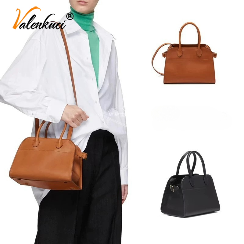 The R European and American Fashion Top Layer Cowhide Margaux 10 Capacity Tote BagReal Leather Designer Handbag High Quality Large Casual Retro T