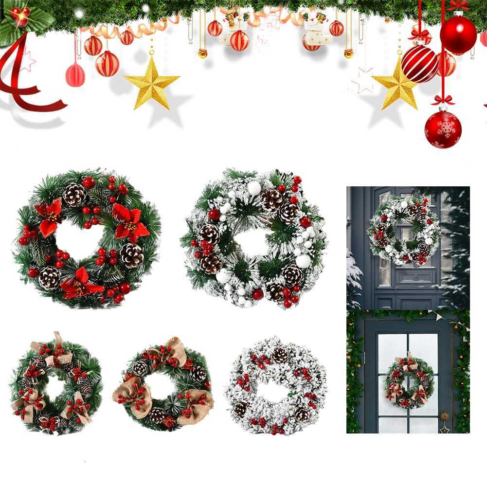 YeeNanee Christmas Decoration Wreaths for Front Door Handmade Cypress Leaf Red Berry Pine Wreath Xmas He Wall Window Decor H251106-image-1083453401