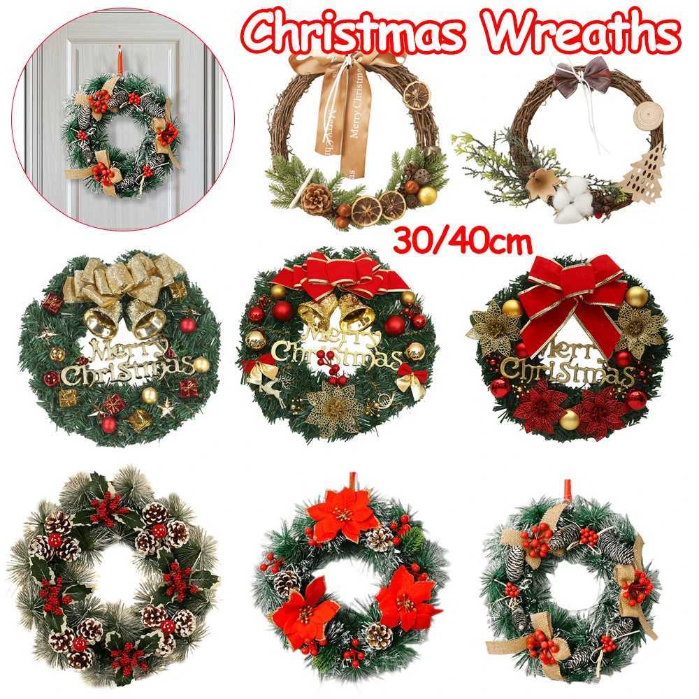 30cm Christmas Wreaths Christmas Wall Hanging Pendants Simation Door Wreath Xmas Tree Mantel Fireplace Stairs Wall Door Decor H251106-image-1083452930