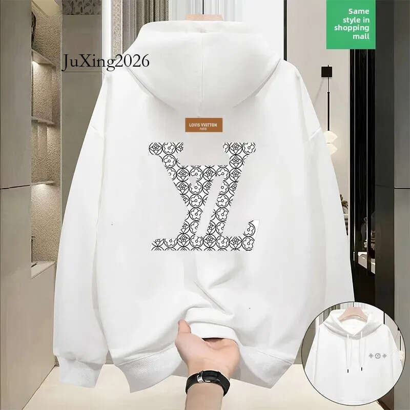 Lvs Hoodie Autumn Winter Hong Kong Style Heavy Designer Loose Large-Sized Down Hooded Pullover Men's Long-Sleeved Sweatshirt e41 371