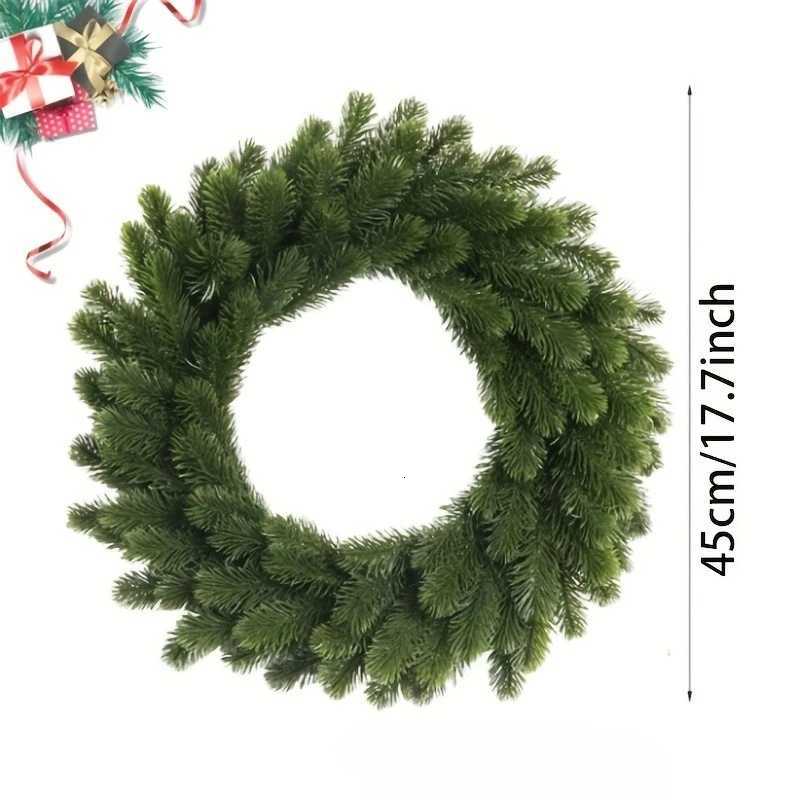 1pc Elegant Artificial Wreath with Lush Green Foliage Heavy-Duty Plastic Indoor/Outdoor Christmas Door Hanging Table Centerpiece H251106-image-1083453383