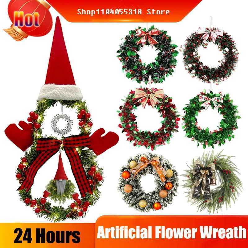 Artificial Christmas Wreath Front Door Christmas Wreath With Lights Red Berry Xmas Decoration For Window Wall Decors navidad H251106-image-1083452563