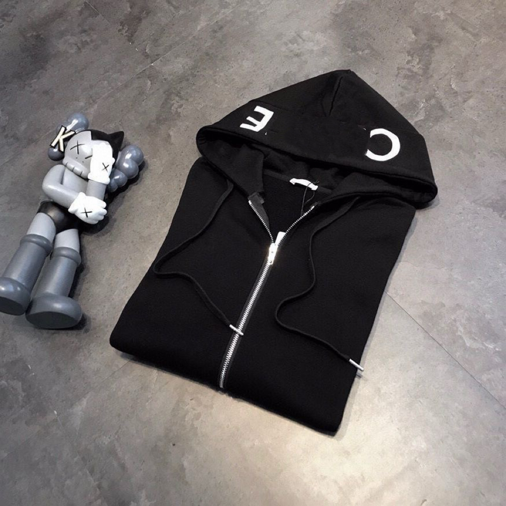 Trendy Just-Ink Sweatshirt Casual Loose-Fit Hooded Jacket For Spring Autumn CELSimple Letter Pattern Couple Style Zipper Up