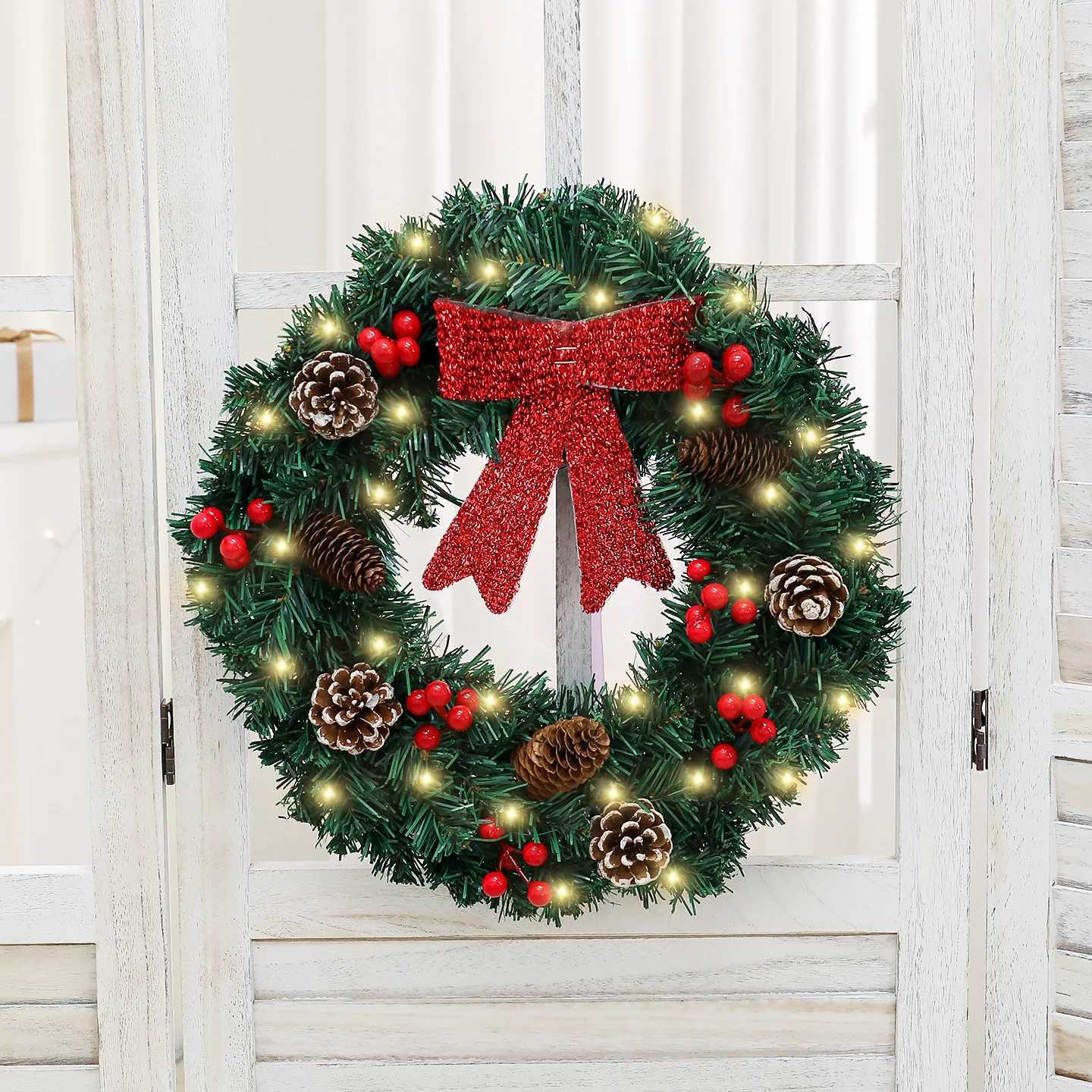 New Christmas Wreath Simation 30cm Household Door Hanging Christmas Outdoor Decoration H251106-image-1083451685