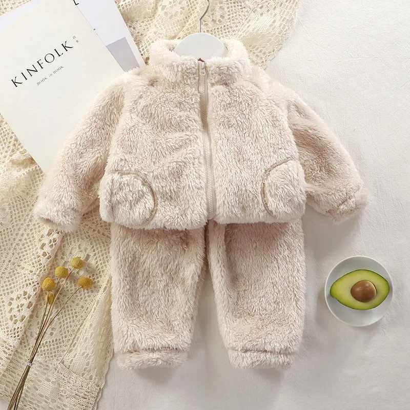K622 Clothing Sets 1-4 Years Baby Boy Girl Clothing Sets Autumn Fleece Sweatshirt + Trousers Toddler Kids Pajamas Warm Coat + Pant Baby Boy Outwe-image-1083415977