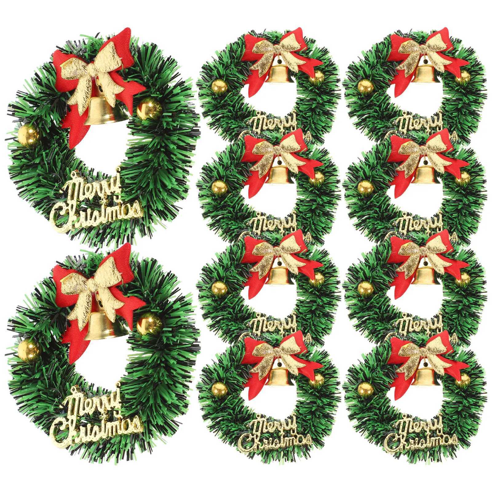 10 Pcs Mini Christmas Wreath Hanging House Decor sic Wreaths Crafts Bk Cute Plastic Pendant Ornaments Farmhouse H251106-image-1083451941
