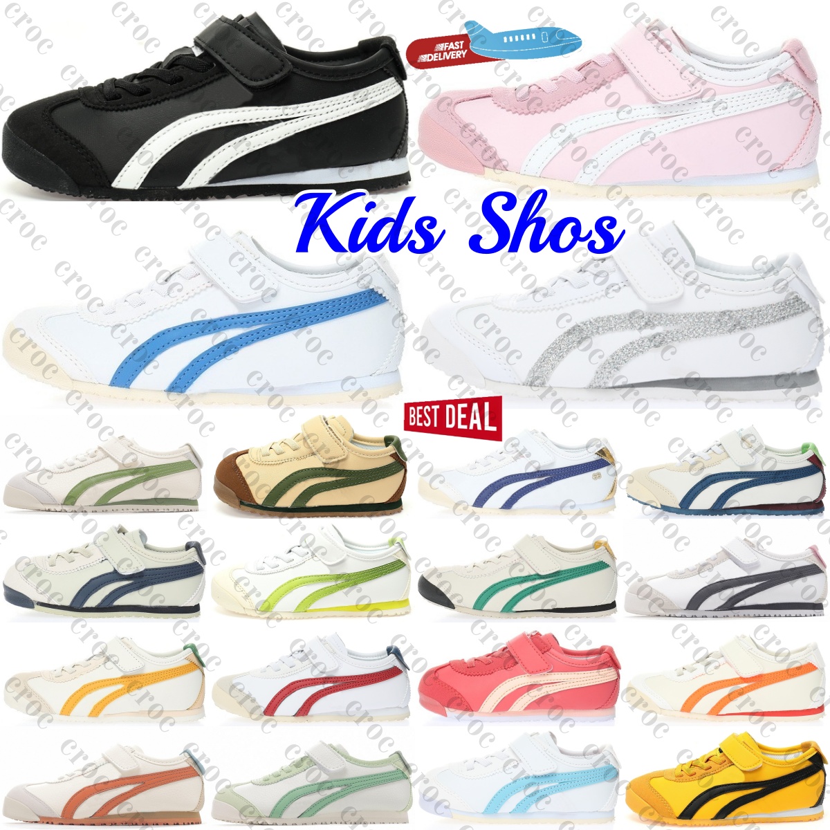 Toddlers Designer Kids Sneakers Boys Girls Shoes 66s Sport Trainers Casual Tiger Children Mexico Youth Black Outdoor Shoe White Blue Red Beige Gr-image-868079359