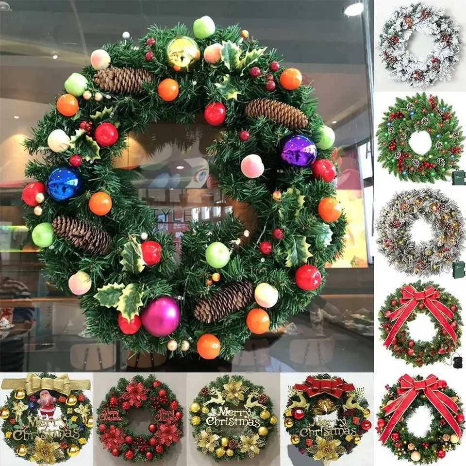 Christmas Wreath Vine Xmas Decoration Xmas Wreath Vine 60cm Christmas Decorations Wreath Vine New Year Holiday DIY Decor H251106-image-1083452229
