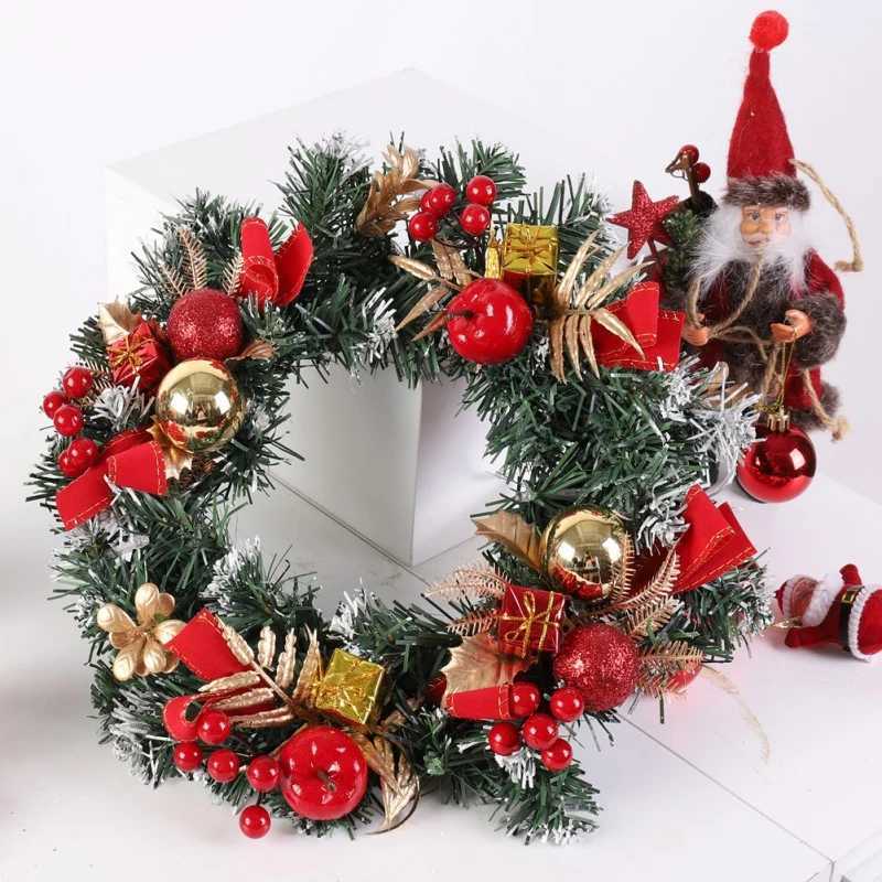 Christmas Front Door Wreath Christmas Outdoor Indoor Artificial Green Leaves Realistic Lifelike Bright Color He Decoration H251106-image-1083454108