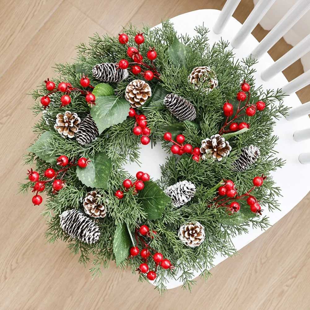1PC Christmas Wreath 45cm Christmas Wreath For Front Door Xmas Art Decoration He Decorative Wreath DIY Drop Ornaments H251106-image-1083453908