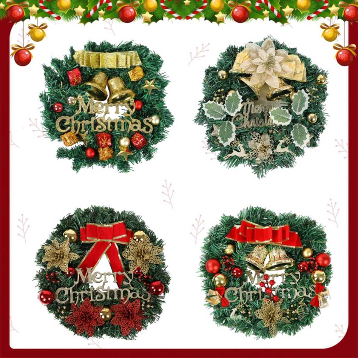 30cm Christmas Wreath Xmas Door Garland Hanging Oranments Merry Christmas Decoration For He 2024 Navidad New Year Door Pendant H251106-image-1083452390