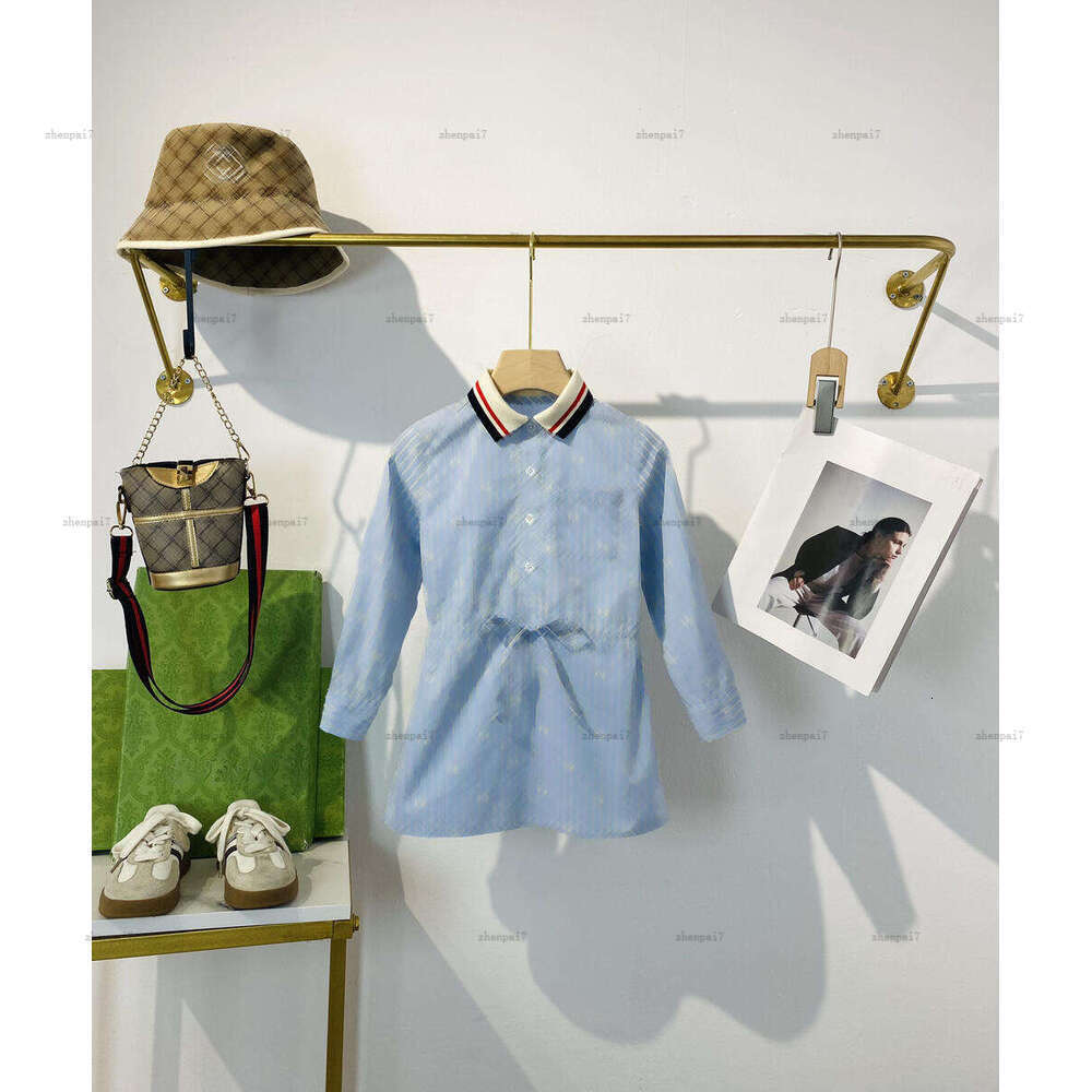 Top Girls dress Vertical stripe design Princess dress autumn kids designer clothes Long sleeves baby skirt baby skirt A209X06N051-b-image-1083393412