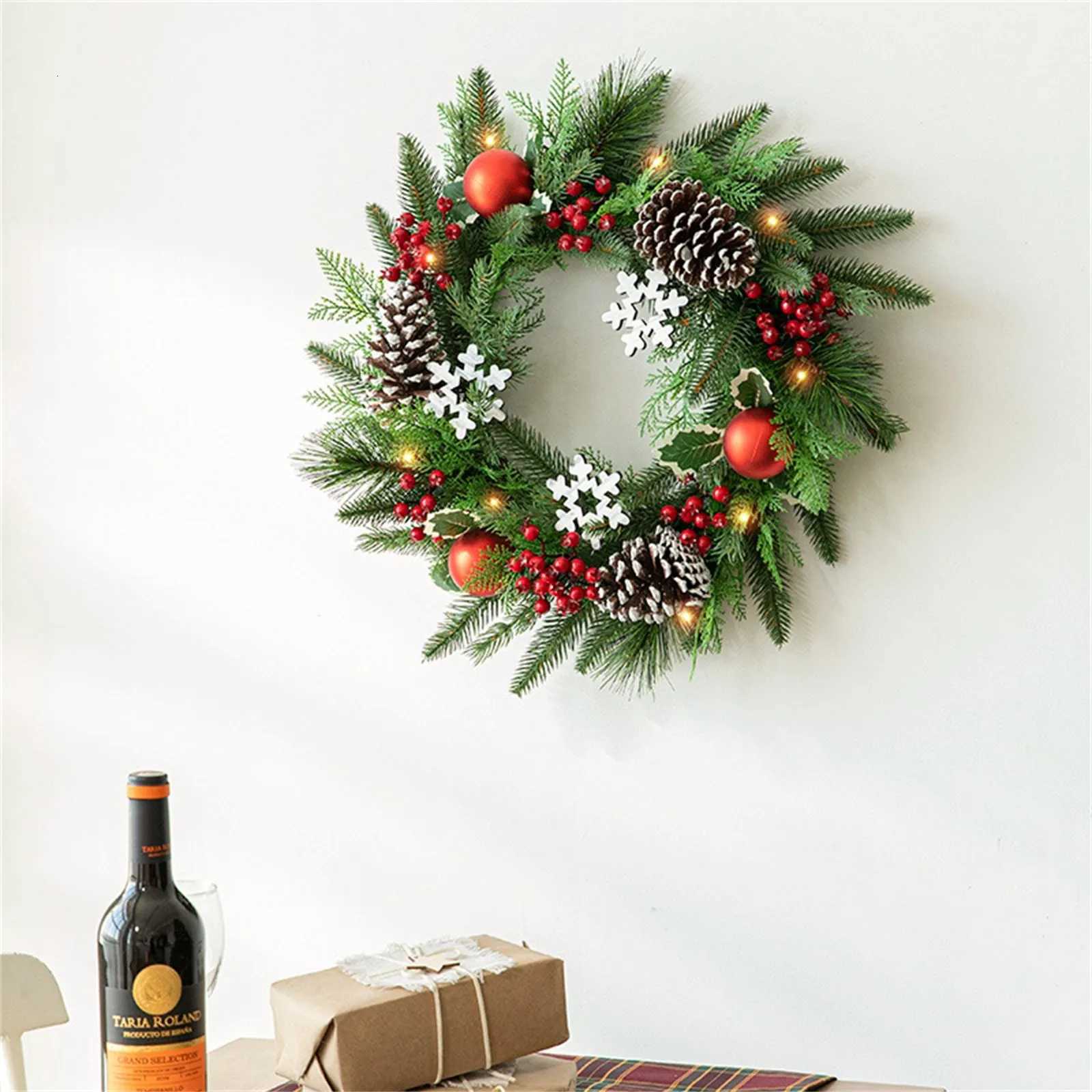 New Year Christmas Wreaths Door Hanging 40cm Large Christmas Wreath For Door Window Artificial Hanging He Party Decor H251106-image-1083454005