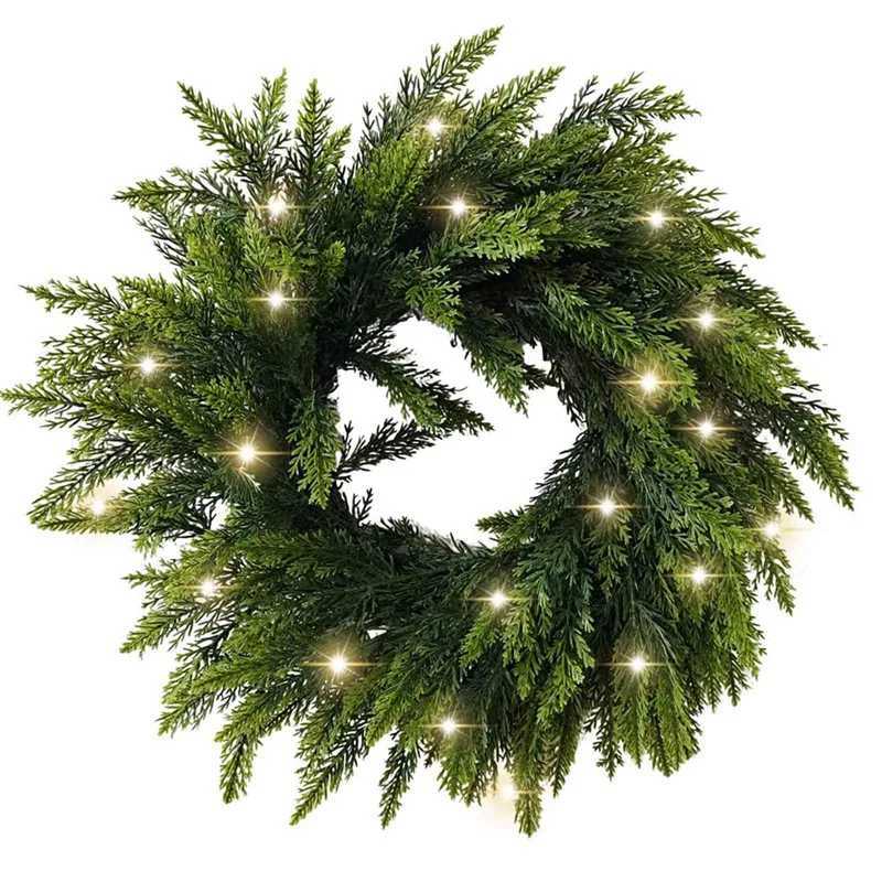 45cm Cypress Wreath With Bells Bow Pinecones Artificial Christmas Wreaths For Front Door For Indoor Christmas Wreath H251106-image-1083452817