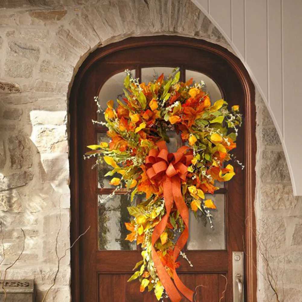 Thanksgiving Autumn Wreath Festival Celebration Maple Leaf Party Supplies Scene Layout Ornament for He Restaurant Shop H251106-image-1083453049