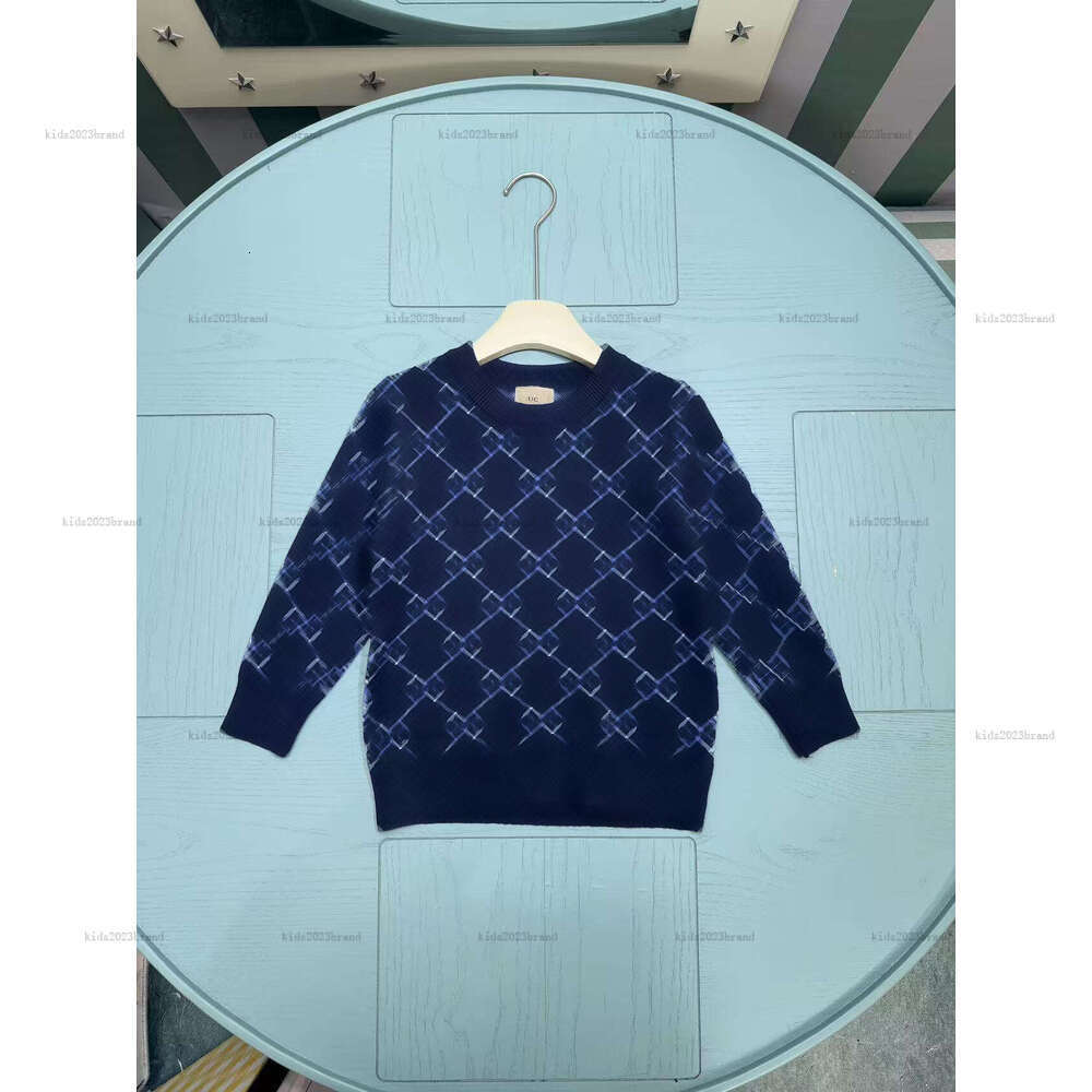 New baby sweater boy neck Round Knitwear top kids designer clothes Blue lettering print girl Knitted pullover A827X23N221-c