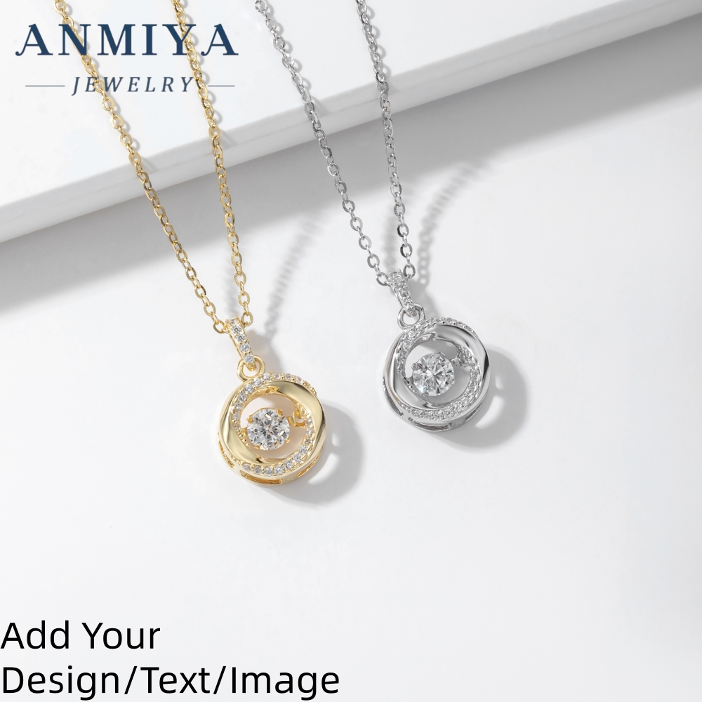 Custom Fashion Jewelry White Gold Plated 925 Sterling Silver Chain Round Moissanite Diamond Pendant Women Necklace With GRA Certificate
